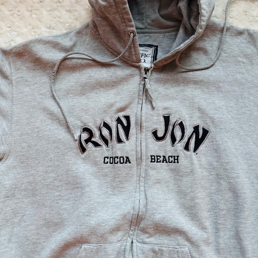 Pacific & Co unisex BON JON Cocoa Beach cotton gray zip sweatshirt hoodie Large